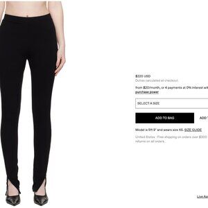 Toteme Black Zip Leggings NEW WITH TAGS Size M